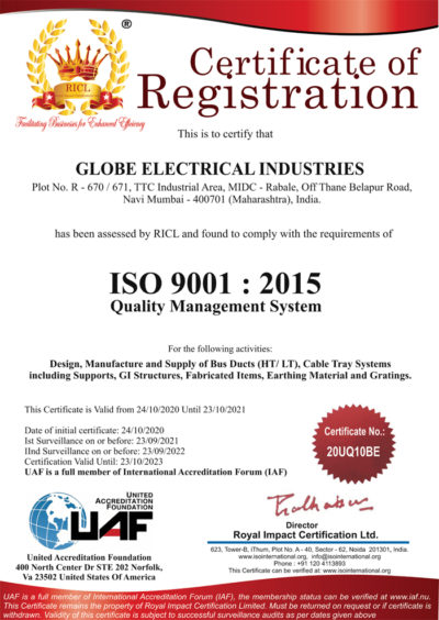 Globe-electrical-ISO-certificate